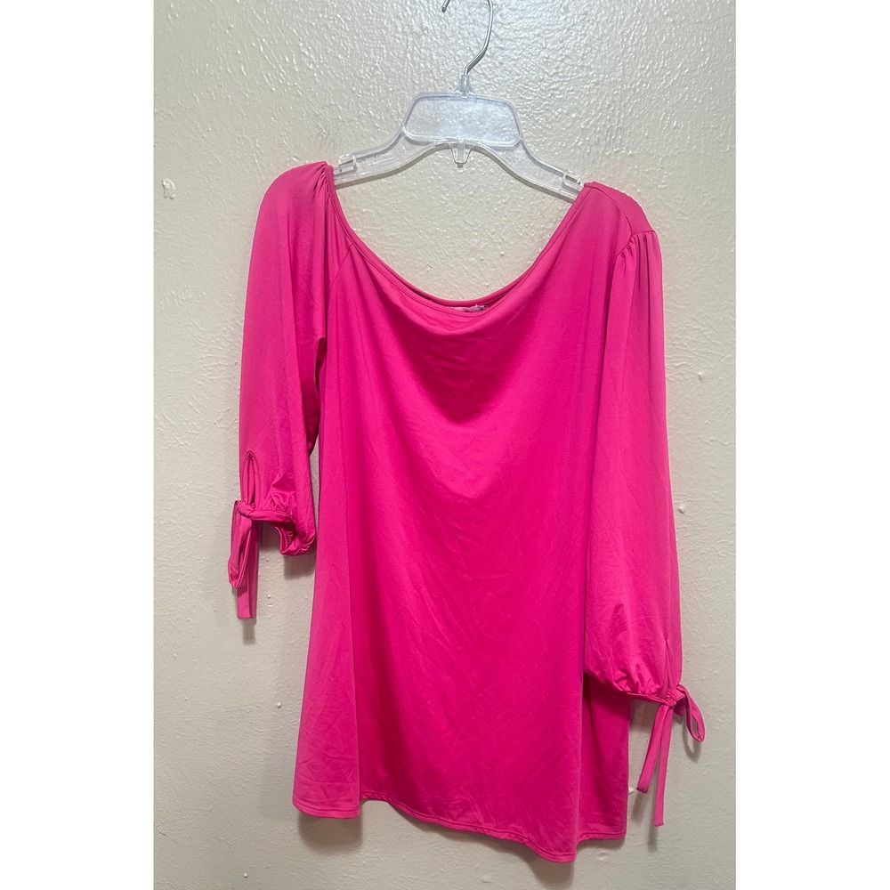 Shoedazzle Pink Blouse Top Womens Size S Tie Sleeve Off Shoulder Casual